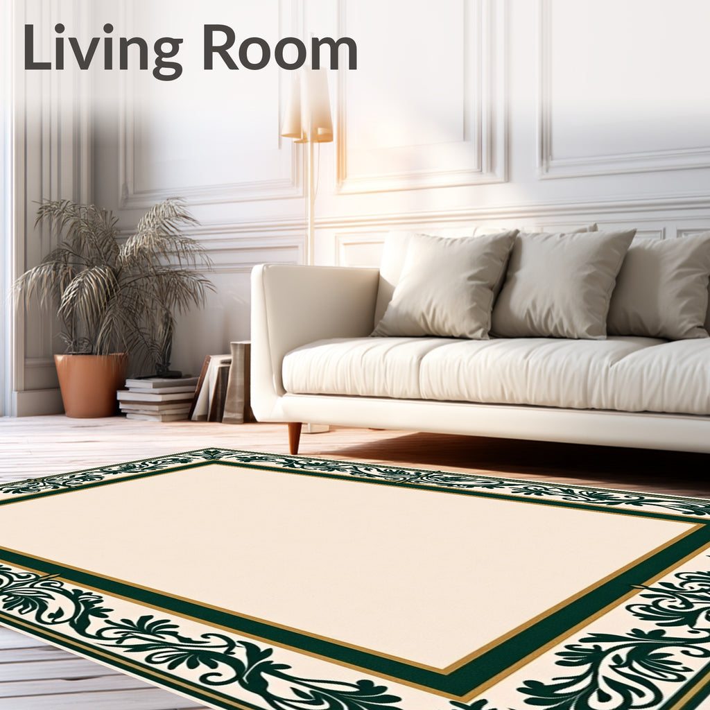 Ornate Scroll Border Cream Rug