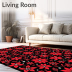 Bold Red Floral Garden Scatter Rug