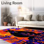 Mystic Black Cat Starry Night Garden Rug