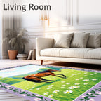 Sleek Bay Horse Meadow Daisy Border Rug