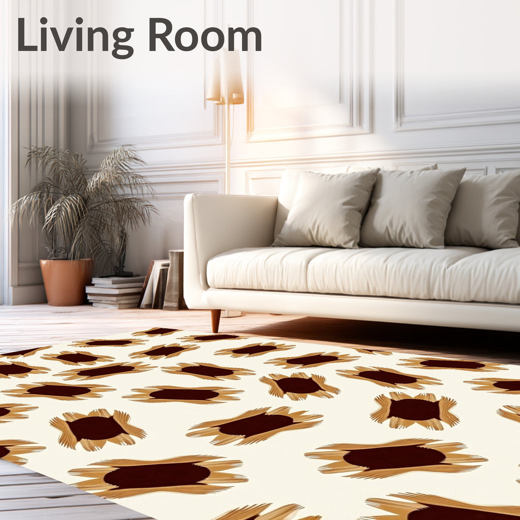 Brown Tan Abstract Sunburst Collage Rug