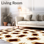 Brown Tan Abstract Sunburst Collage Rug