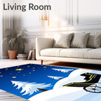 Winter Night Sleigh Stars Snowscape Rug