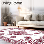 Deep Red Floral Medallion Centerpiece Rug