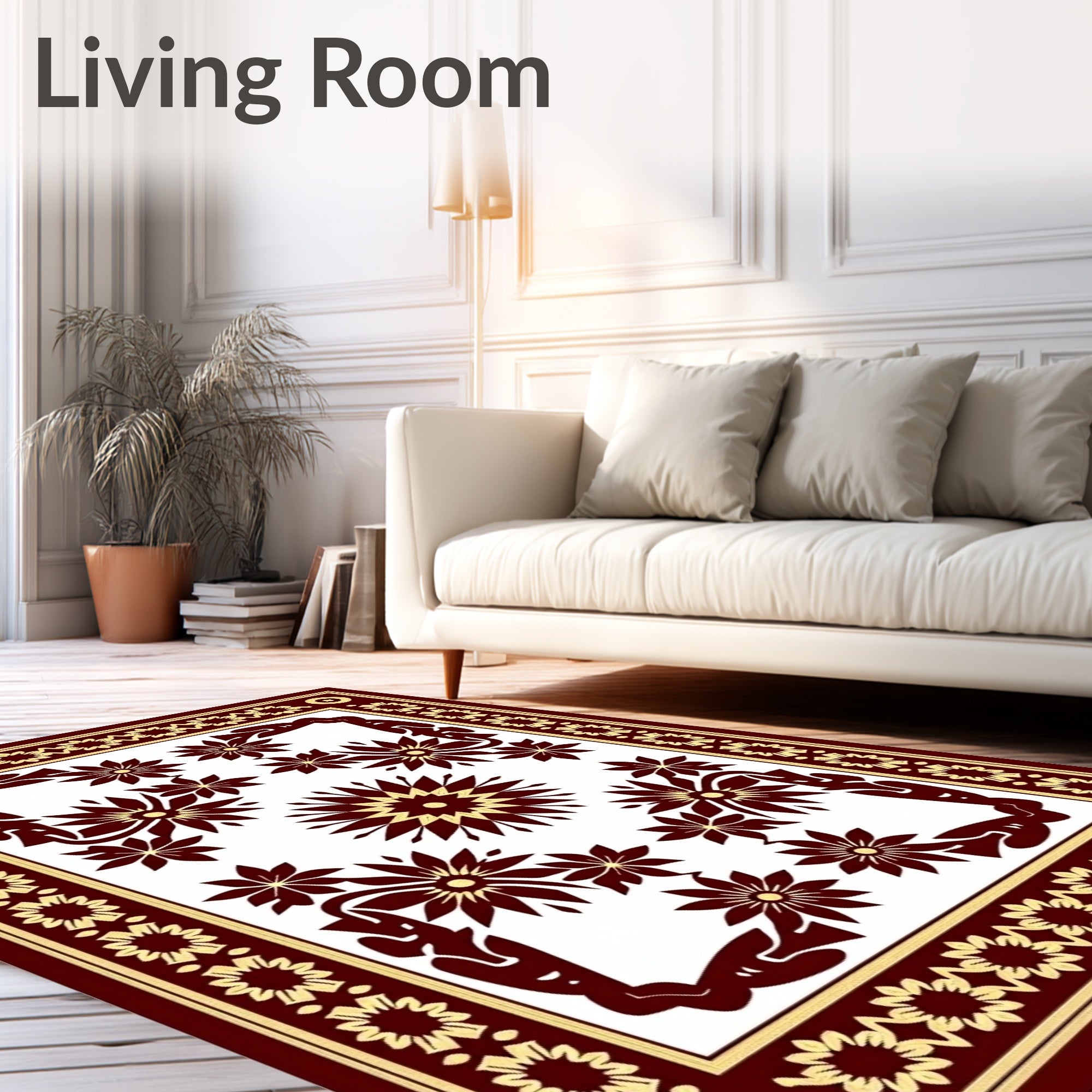 Ornate Crimson Bloom Center Rug