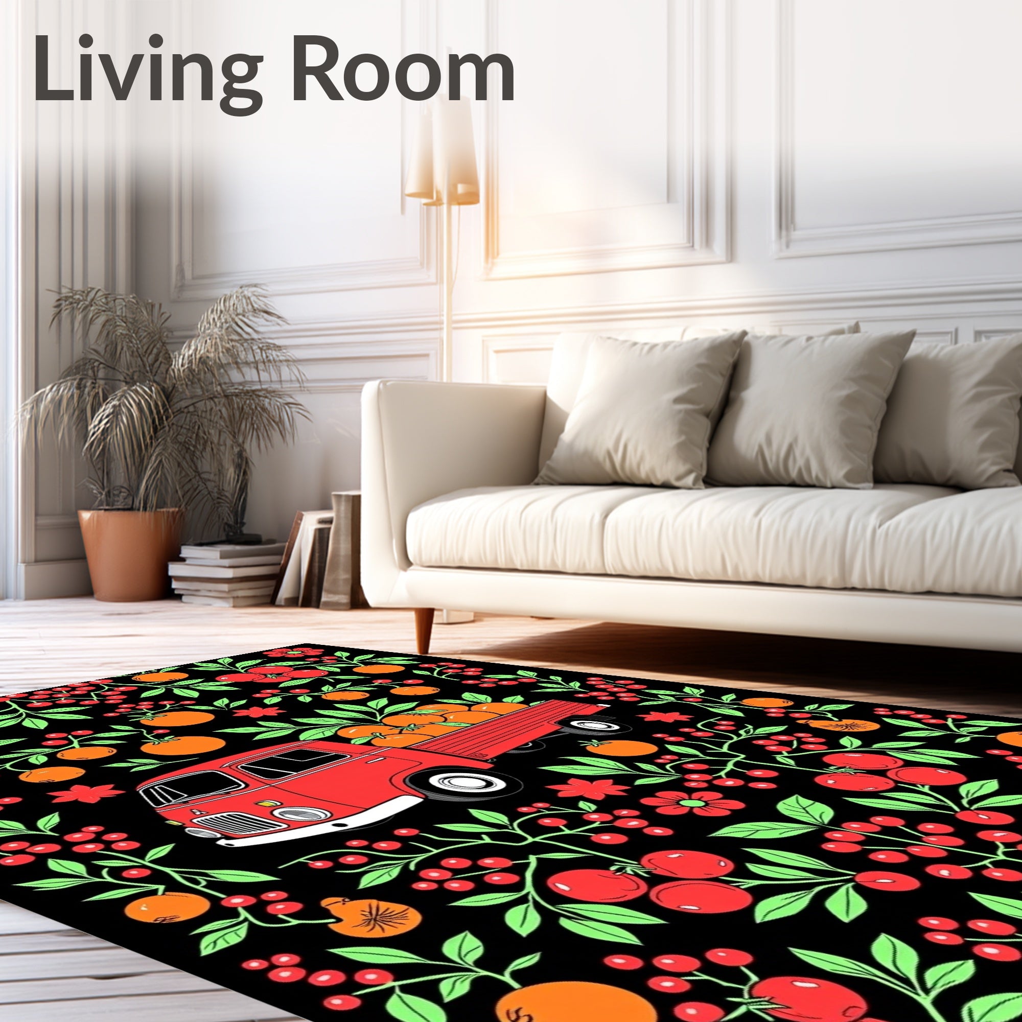 Red Truck Harvest Organic Fruit Rug