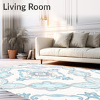 Pale Blue Floral Medallion Harmony Rug