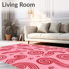 Pink Red Swirl Star Abstract Rug