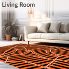 Bold Orange Black Striped Collage Rug