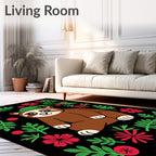 Cute Raccoon Holiday Folk Art Rug