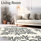 Classic Gray Damask Medallion Rug