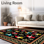 Whimsical Gnome Starry Night Black Rug