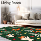 Whimsical Fox Forest Christmas Tree Rug