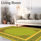 Ornate Chartreuse Floral Arch Rug