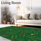 Festive Green Pine Star Holly Rug