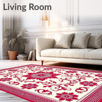 Crimson Rose Vine Border Rug