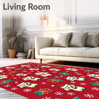 Cute Santa Puppy Snowflakes Wreath Holiday Rug