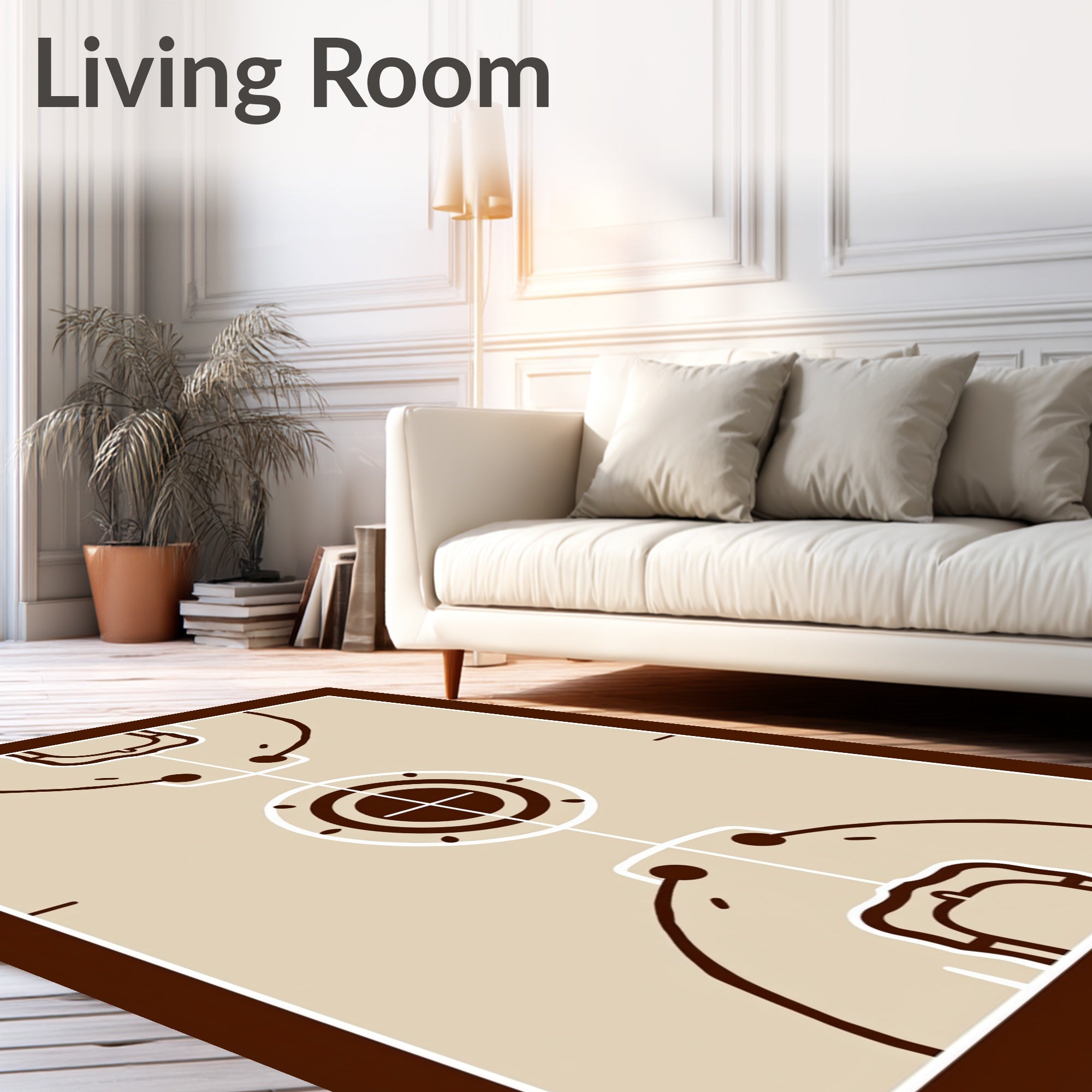 Cocoa Brown Court Lines Rug