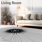 Black Starburst Sunburst Graphic Rug