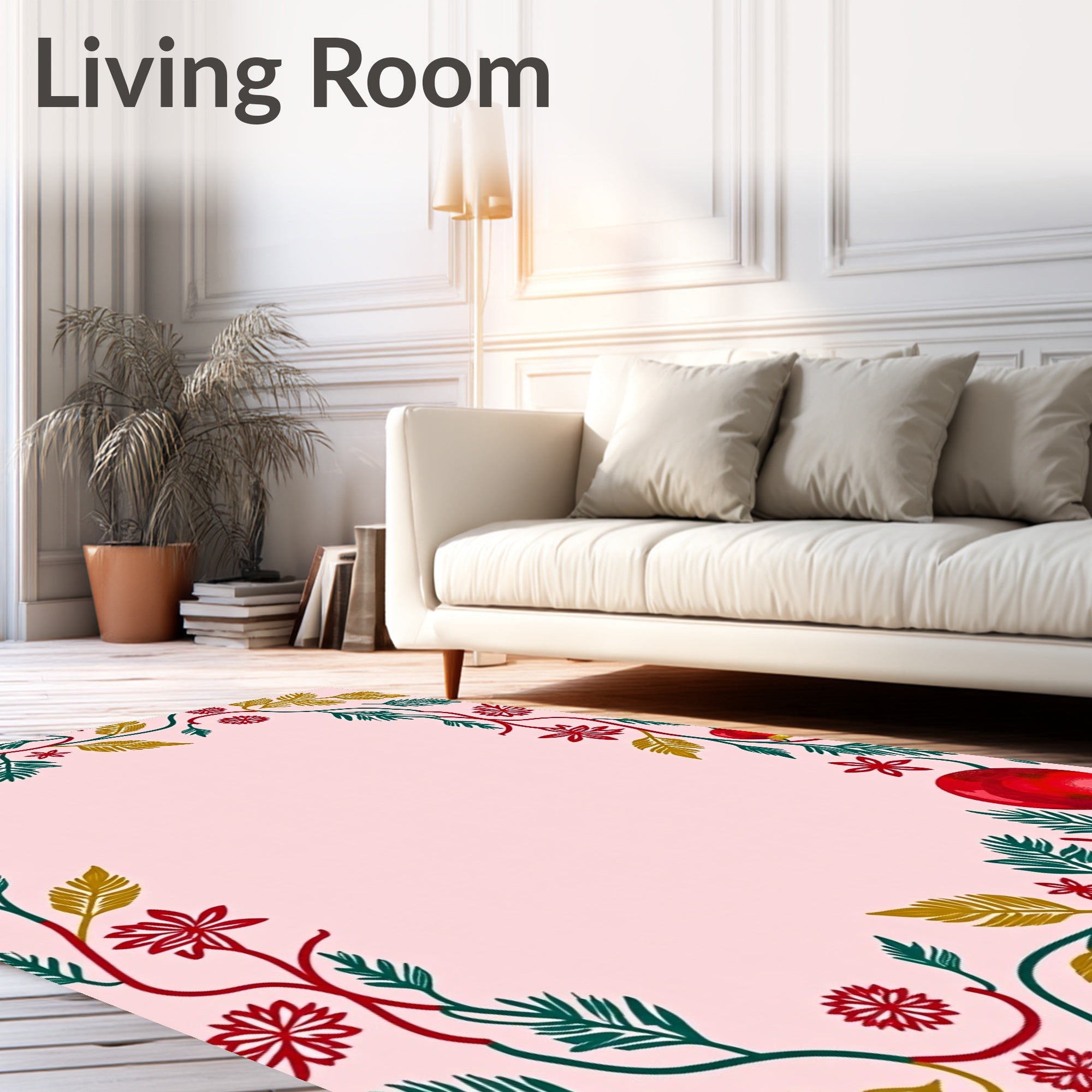 Festive Red Ornament Vine Garland Rug