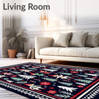 Charming Elves Holiday Trees Christmas Night Rug