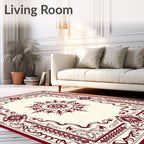 Burgundy Floral Medallion Border Rug