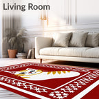 Crimson White Tabby Cat Border Rug