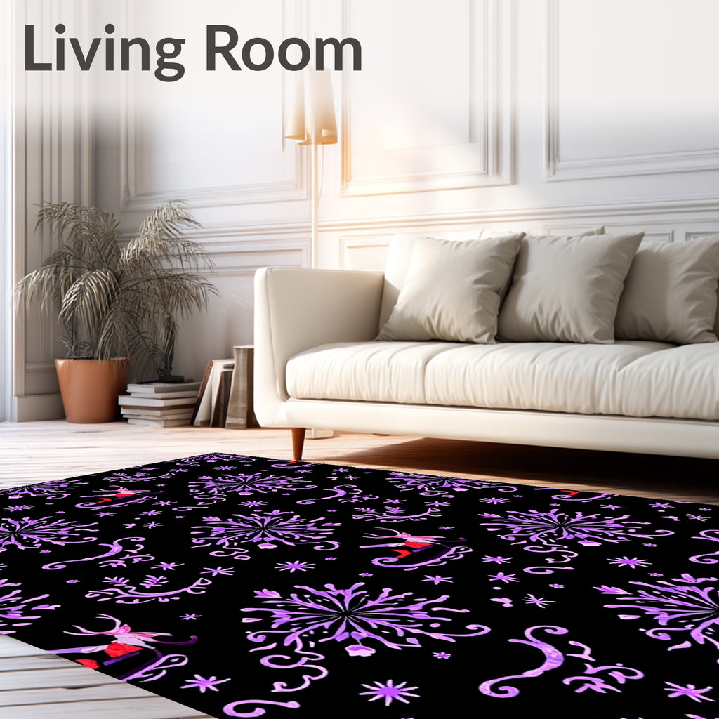 Purple Snowflake Sleigh Ride Medallions Rug