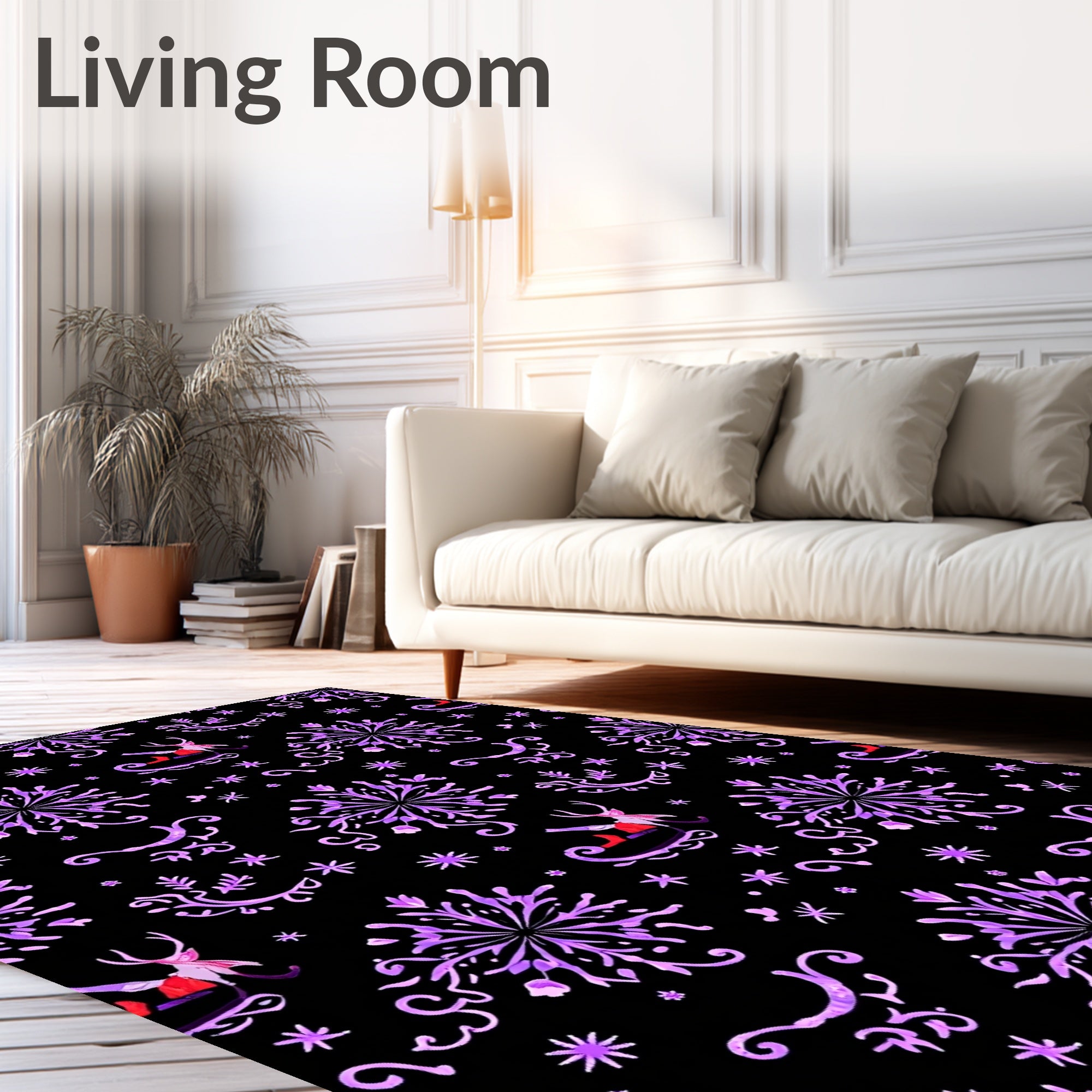 Purple Snowflake Sleigh Ride Medallions Rug