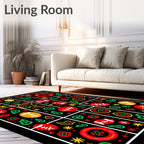 Bold Red Football Abstract Shapes Rug