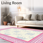 Fuchsia Border Cream Organic Swirl Rug