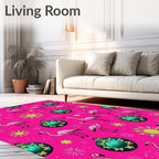 Pink Flamingo Christmas Ornaments Sunburst Rug