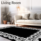 White Ornate Floral Lace Frame Rug