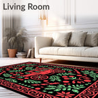 Antique Carriage Floral Vine Accents Rug