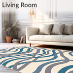Blue Gray Wavy Striped Organic Rug