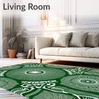Emerald White Radial Medallion Scroll Rug