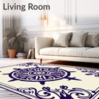 Deep Violet Wheel Floral Corner Rug