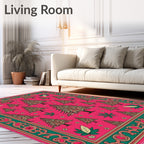 Ornate Fuchsia Evergreen Forest Medallion Rug