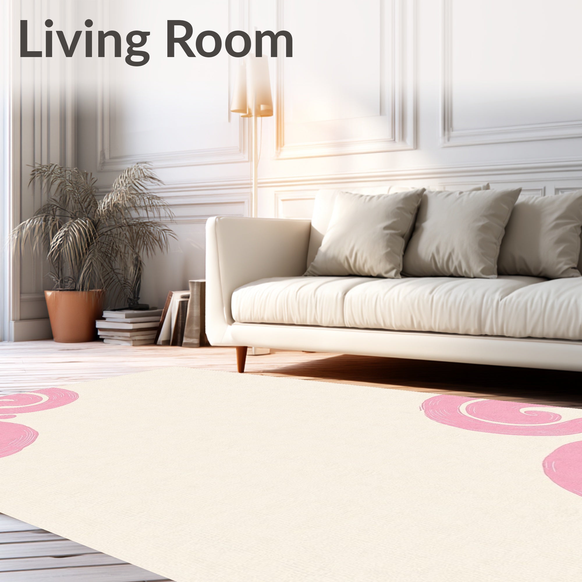 Soft Pink Swirl Scroll Accent Rug