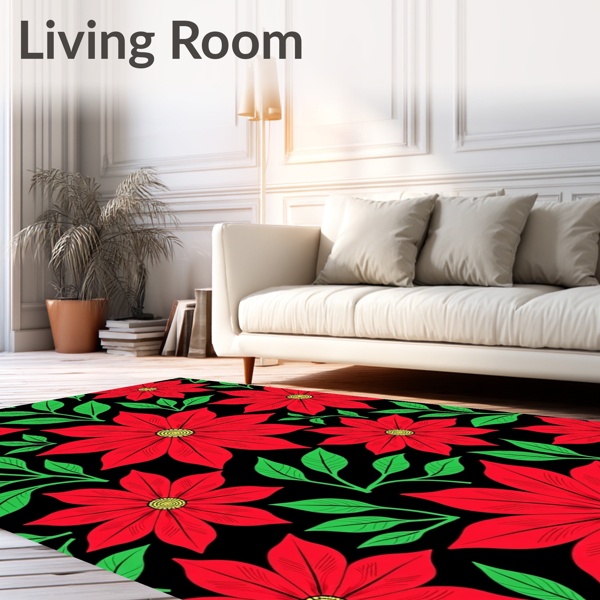 Radiant Red Bloom Garden Rug