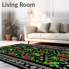 Green Red Creature Black Tribal Border Rug