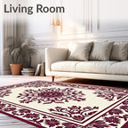 Deep Red Botanical Garden Arrangement Rug