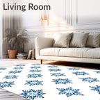 Deep Blue Snowflake Geometric Rug