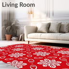 Crimson White Floral Medallion Swirl Rug