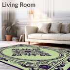 Ornate Dark Green Floral Medallion Rug