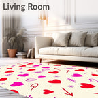 Sweet Hearts Red Pink Sprinkle Hearts Rug
