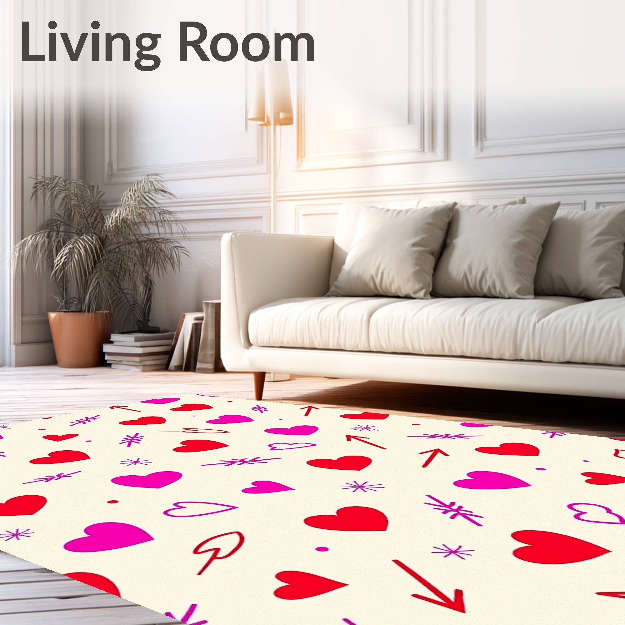 Sweet Hearts Red Pink Sprinkle Hearts Rug