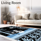 Winter Snowman Moonlit Forest Border Rug