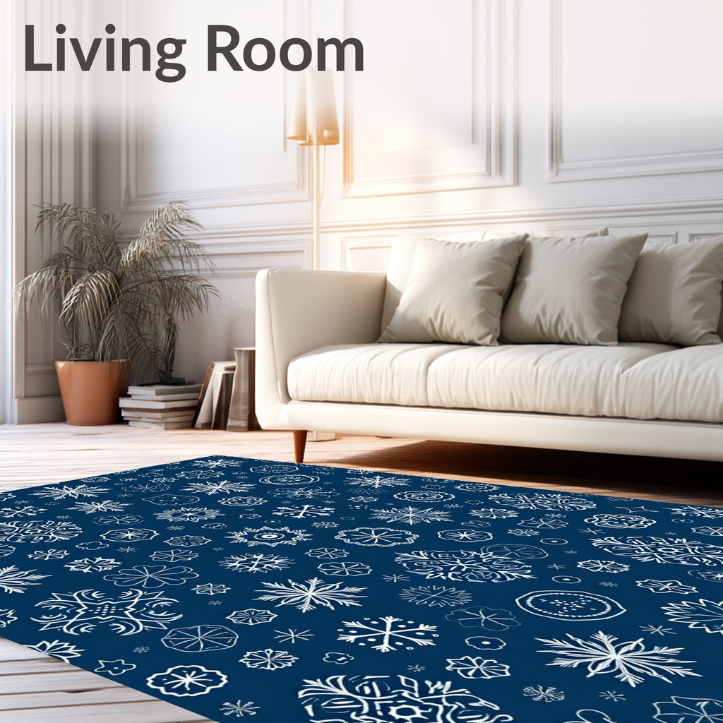 Classic White Snowflake Collage Background Rug