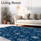 Classic White Snowflake Collage Background Rug